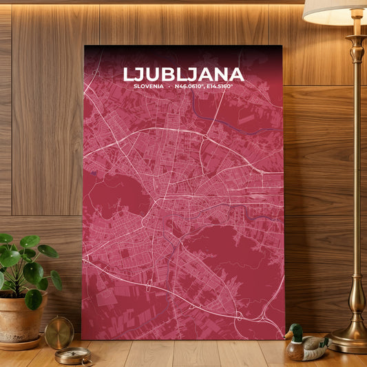 Ljubljana Scarlet Map Poster