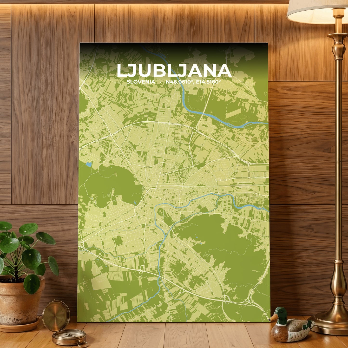 Ljubljana Fern Map Poster