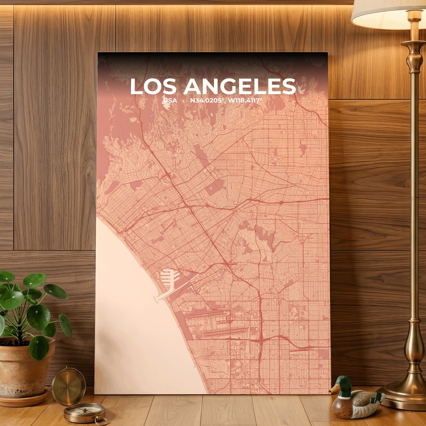 Los Angeles Blush Map Poster
