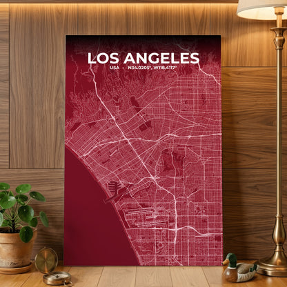 Los Angeles Garnet Map Poster