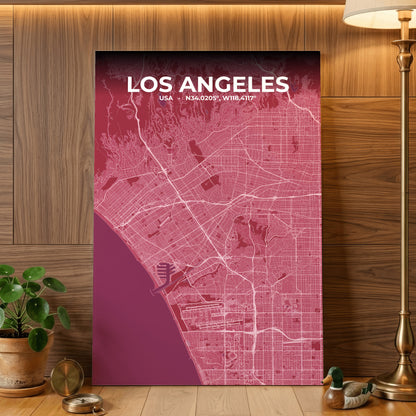 Los Angeles Scarlet Map Poster