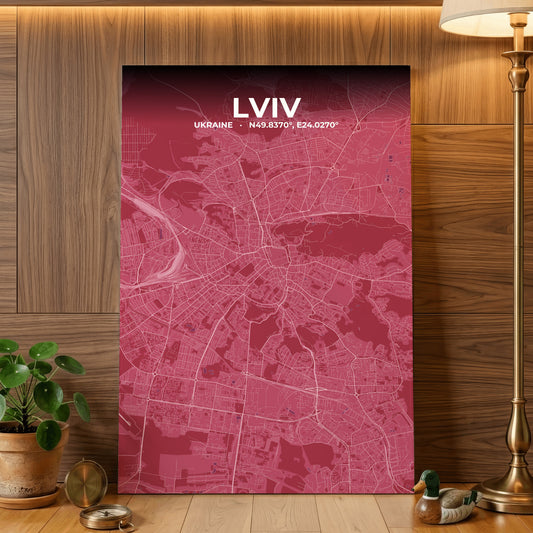 Lviv Scarlet Map Poster