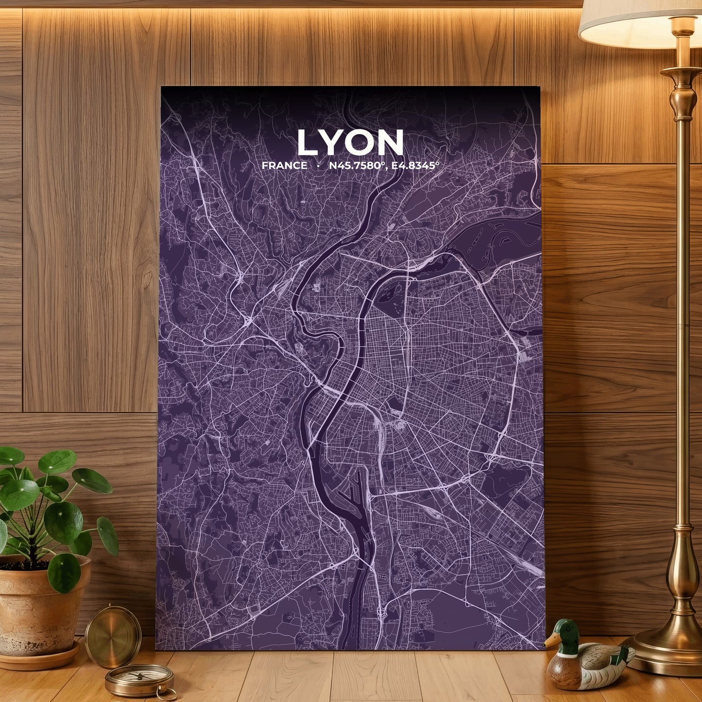 Lyon Dusk Map Poster