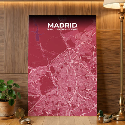Madrid Scarlet Map Poster