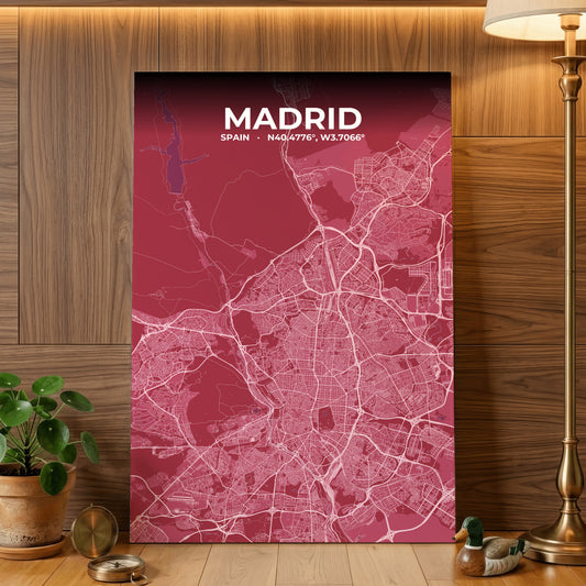 Madrid Scarlet Map Poster