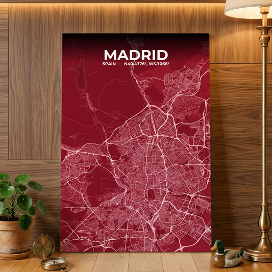 Madrid Garnet Map Poster