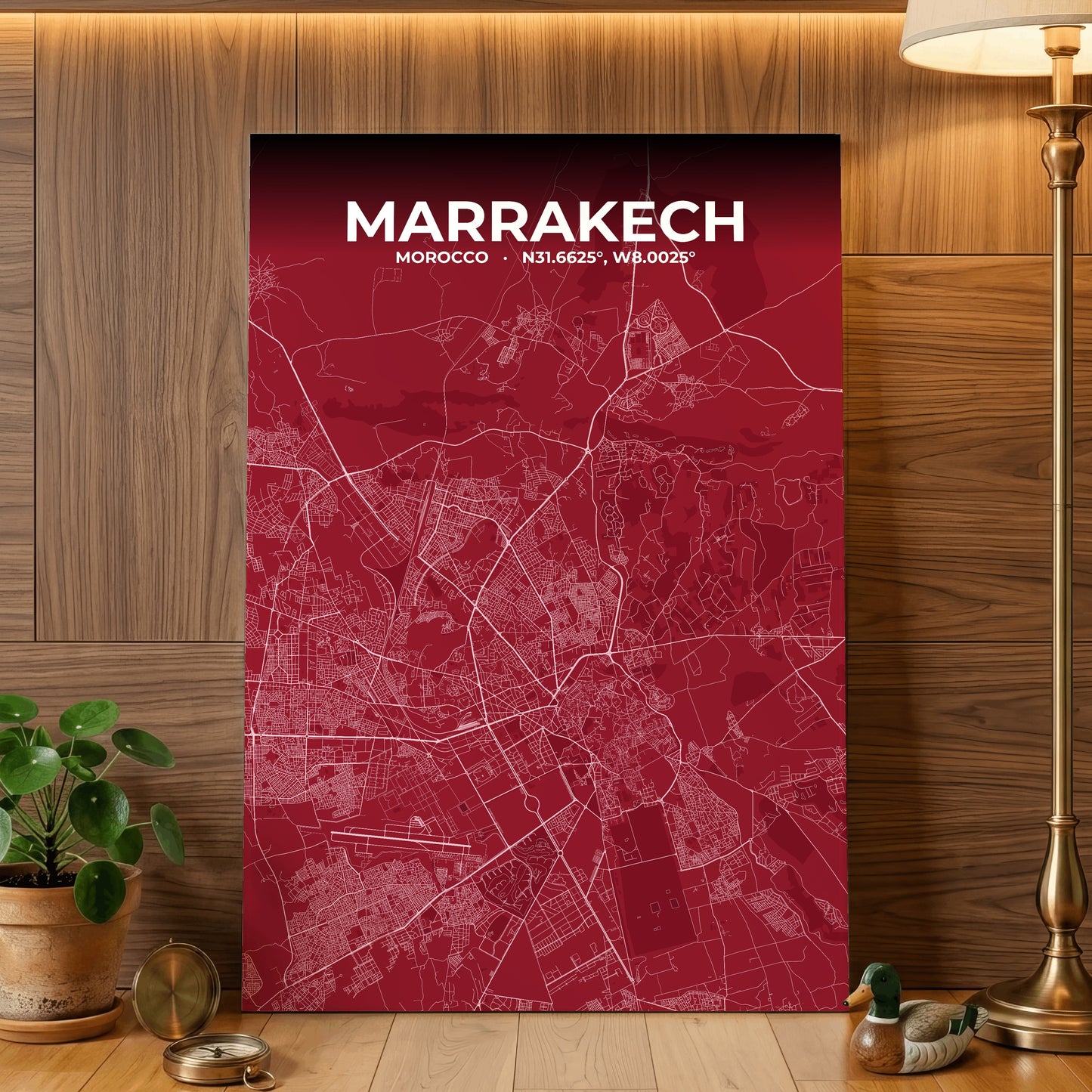 Marrakech Garnet Map Poster