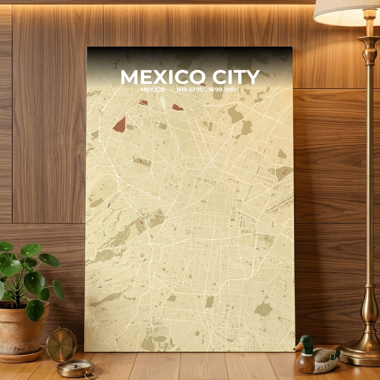 Mexico City Ember Map Poster