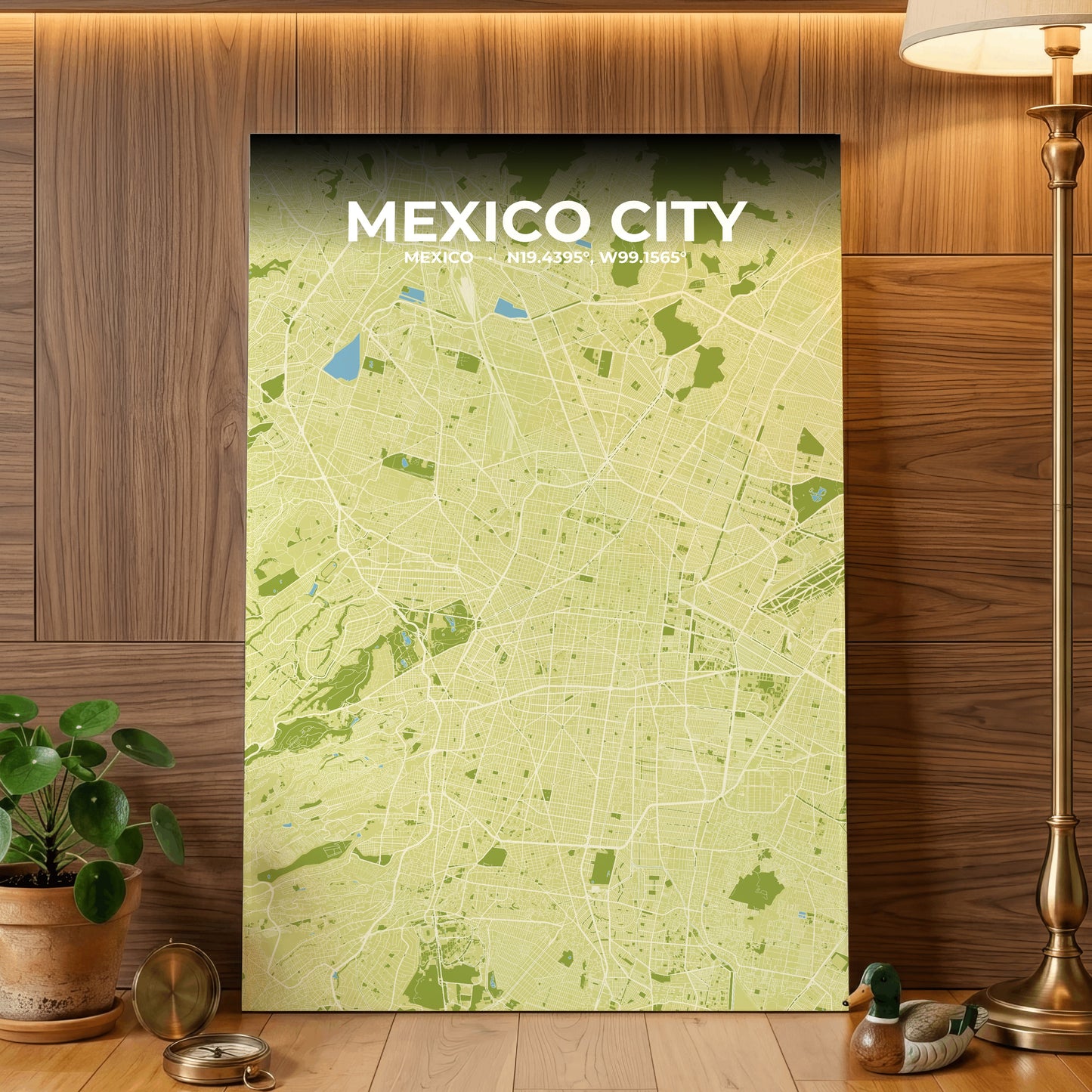 Mexico City Fern Map Poster