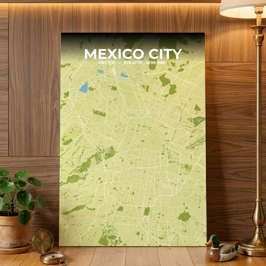 Mexico City Fern Map Poster