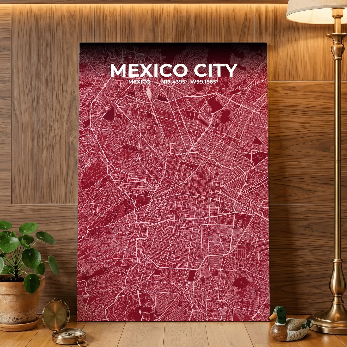 Mexico City Garnet Map Poster