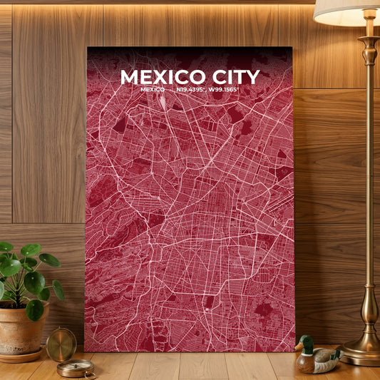 Mexico City Garnet Map Poster