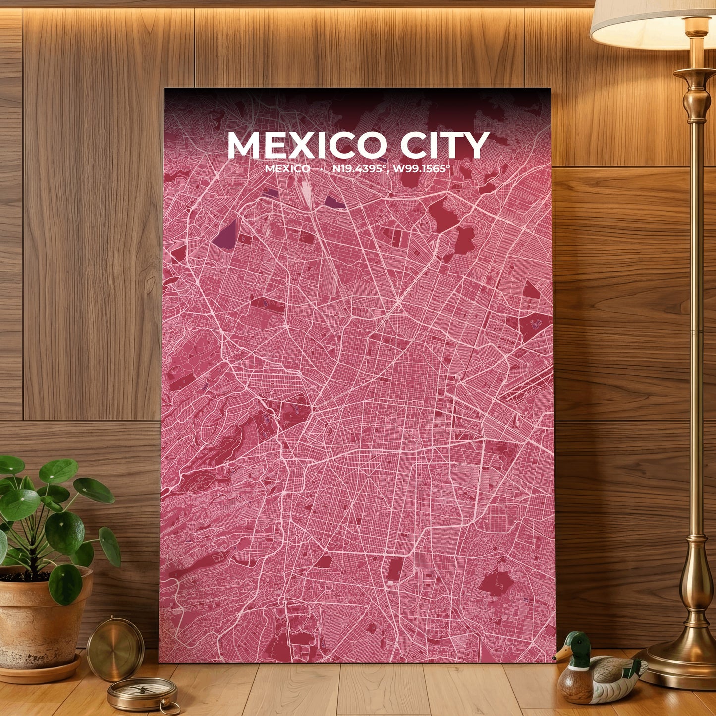 Mexico City Scarlet Map Poster