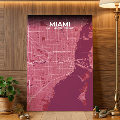 Miami Scarlet Map Poster