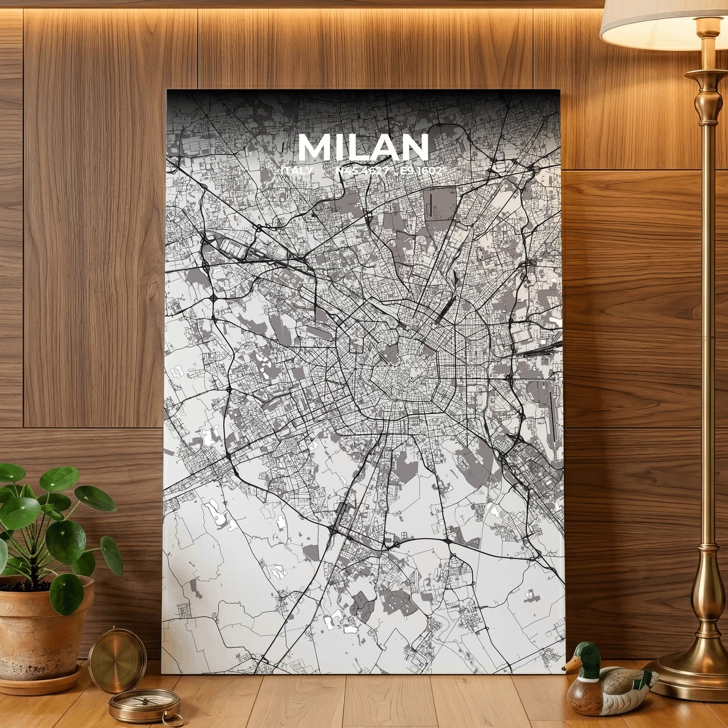 Milan Ash Map Poster