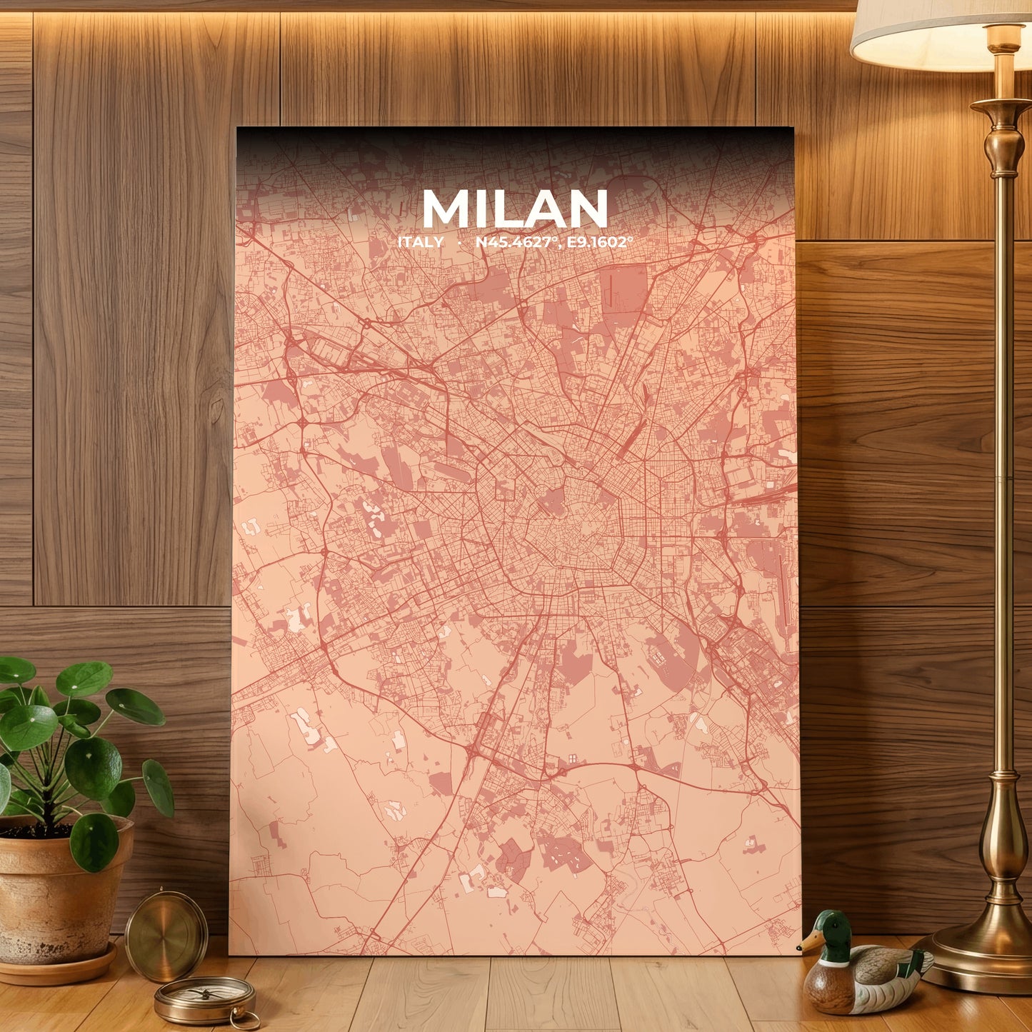 Milan Blush Map Poster