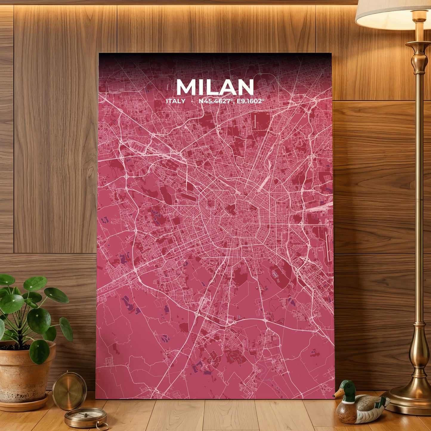 Milan Scarlet Map Poster