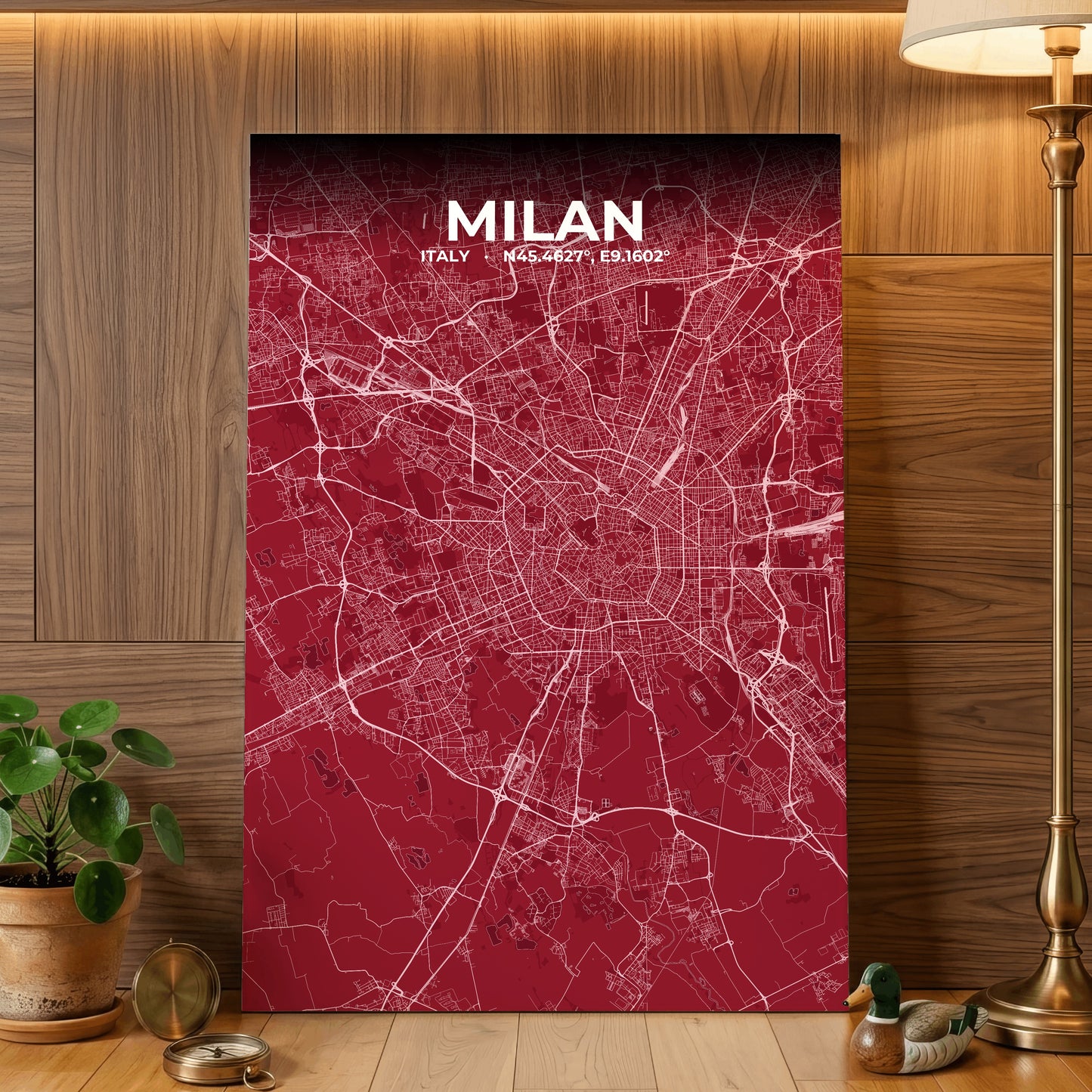 Milan Garnet Map Poster