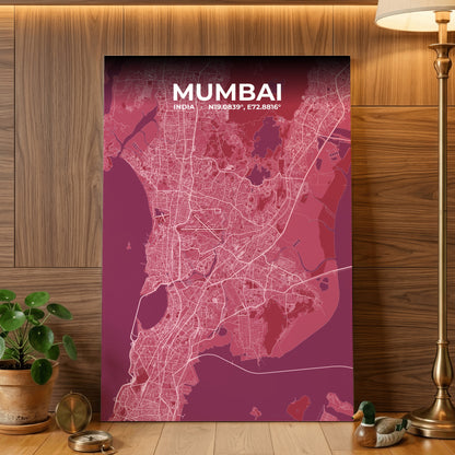 Mumbai Scarlet Map Poster