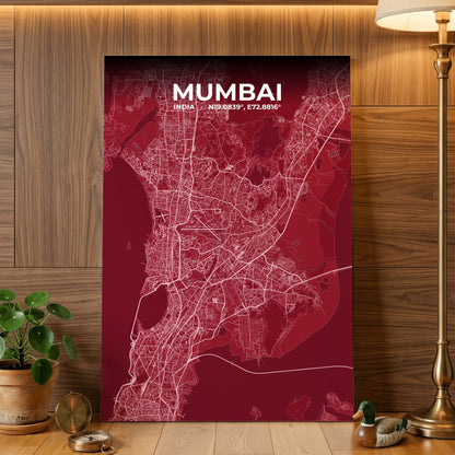 Mumbai Garnet Map Poster