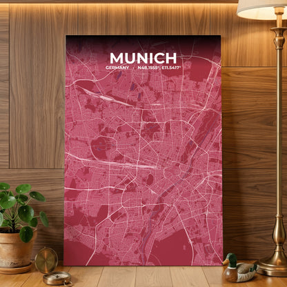 Munich Scarlet Map Poster