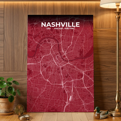 Nashville Garnet Map Poster