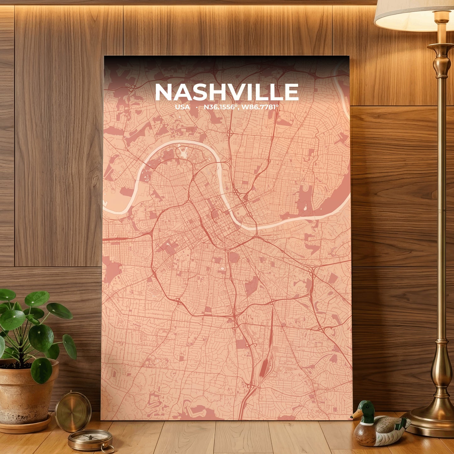Nashville Blush Map Poster