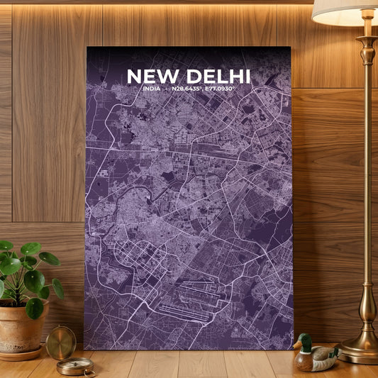 New Delhi Dusk Map Poster