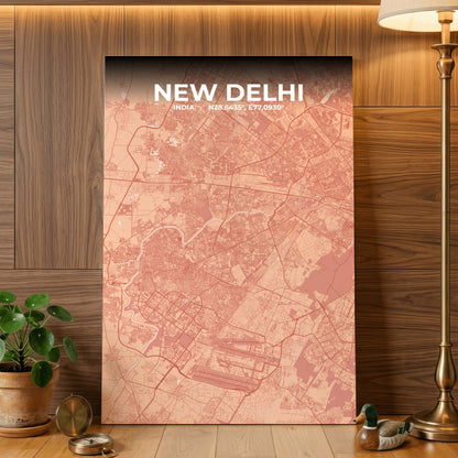 New Delhi Blush Map Poster