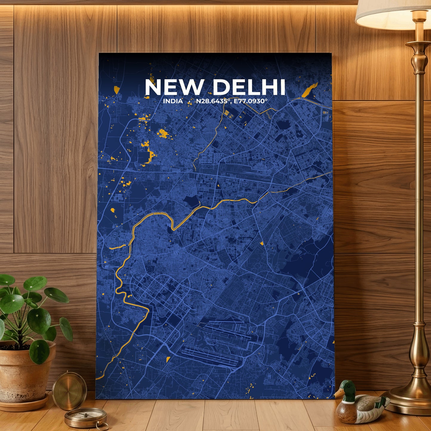 New Delhi Ink Map Poster