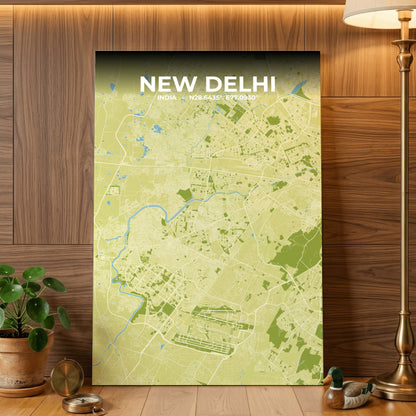 New Delhi Fern Map Poster