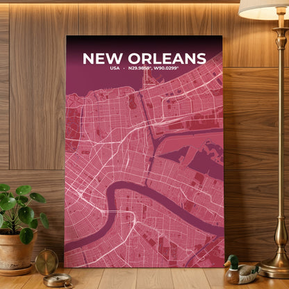 New Orleans Scarlet Map Poster
