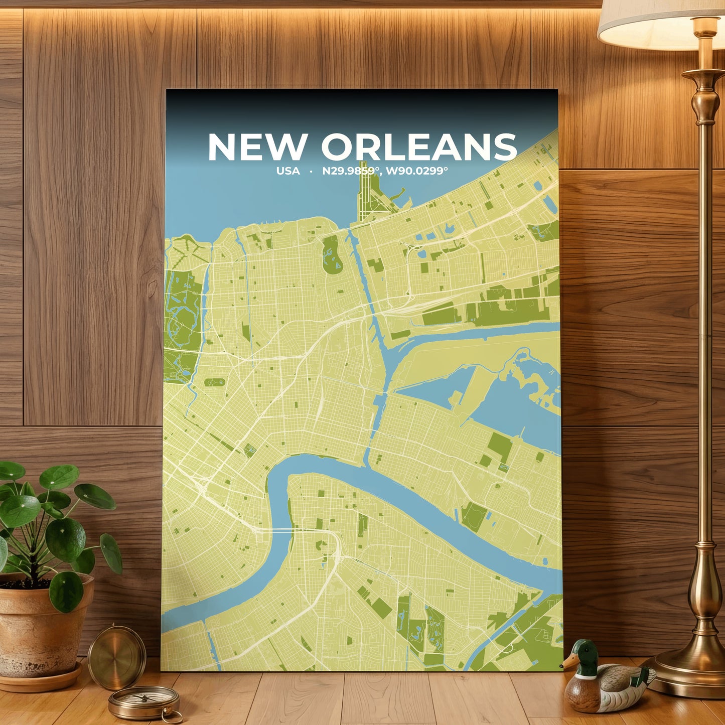 New Orleans Fern Map Poster