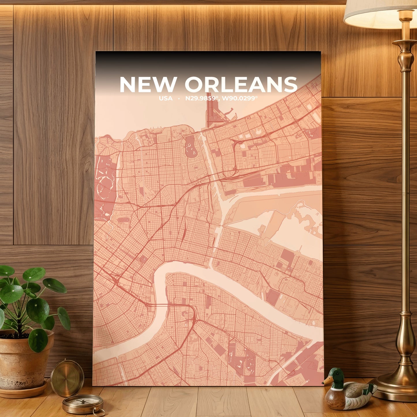 New Orleans Blush Map Poster