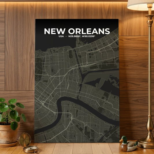New Orleans Sable Map Poster