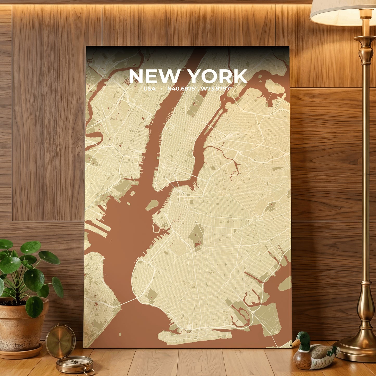 New York Ember Map Poster