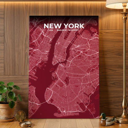 New York Garnet Map Poster