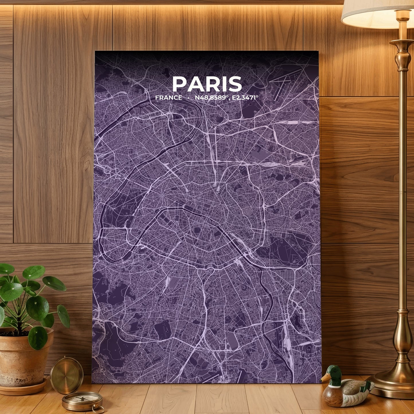 Paris Dusk Map Poster