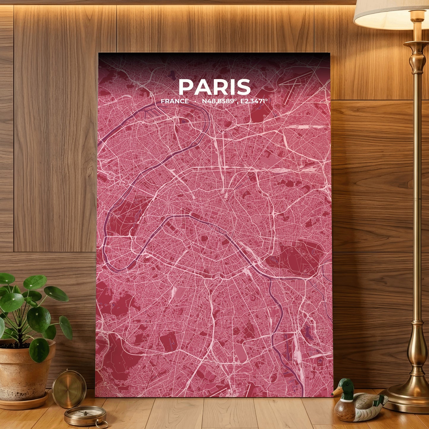 Paris Scarlet Map Poster