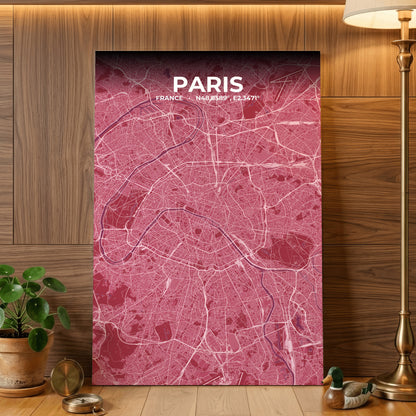 Paris Scarlet Map Poster