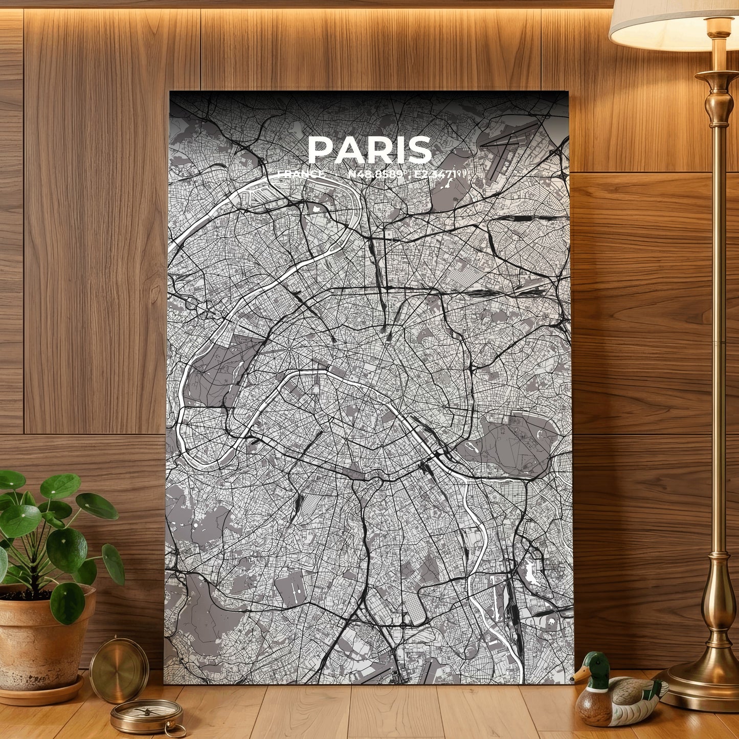 Paris Ash Map Poster