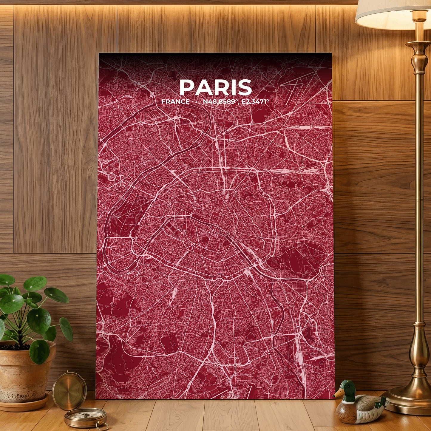 Paris Garnet Map Poster