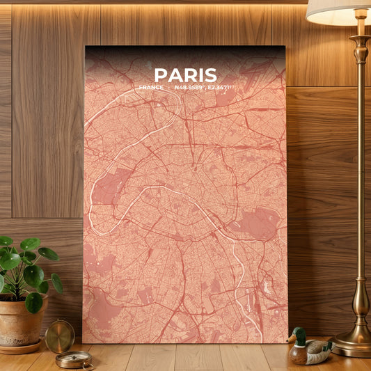 Paris Blush Map Poster