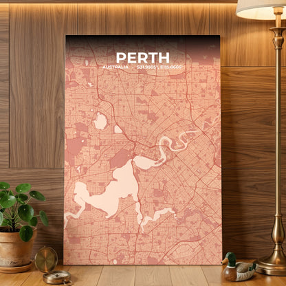 Perth Blush Map Poster