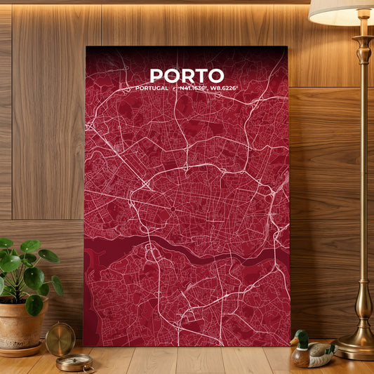 Porto Garnet Map Poster