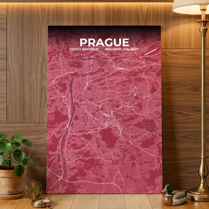 Prague Scarlet Map Poster
