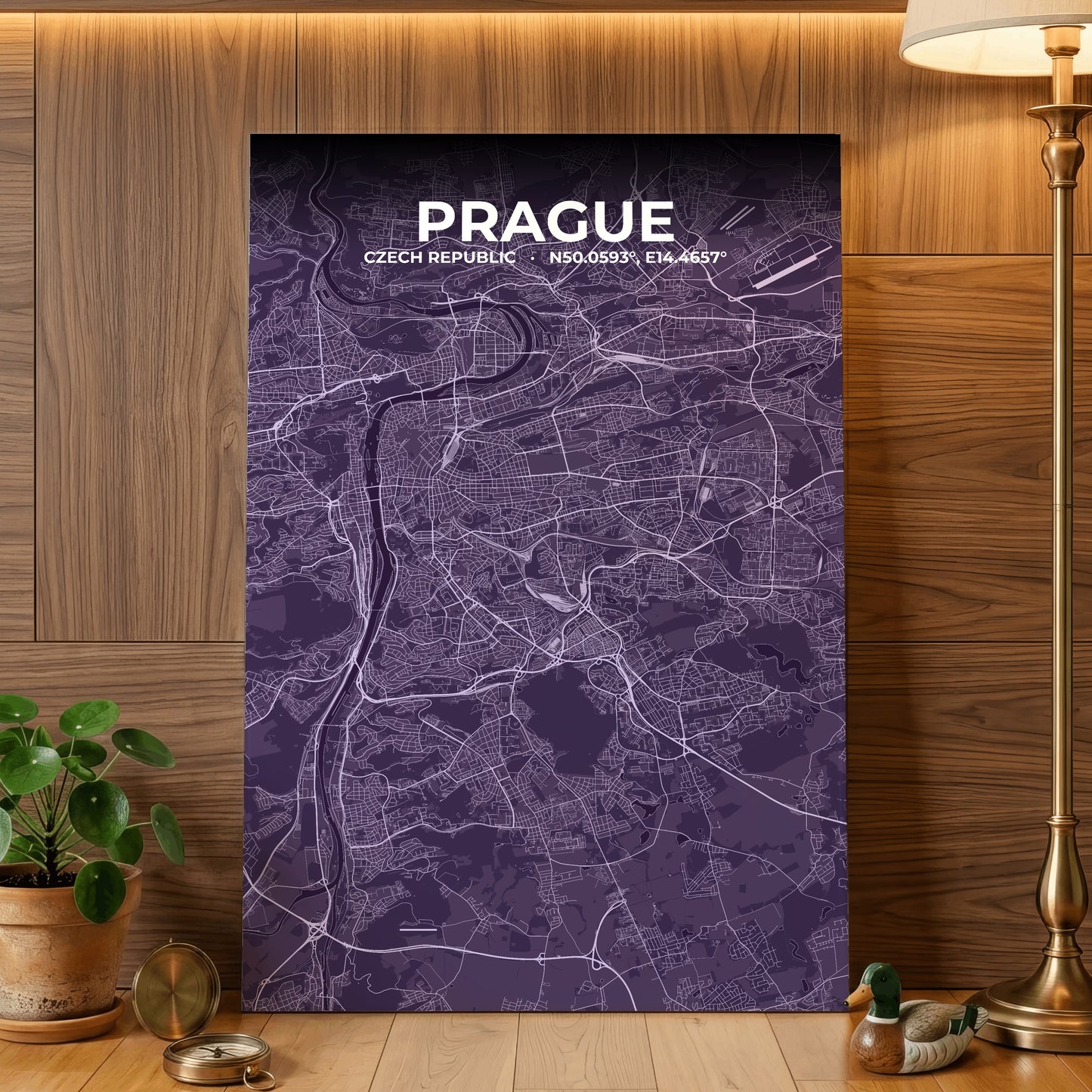 Prague Dusk Map Poster