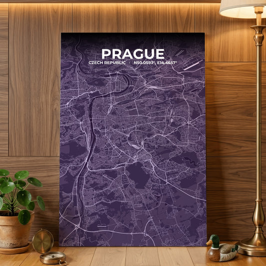 Prague Dusk Map Poster