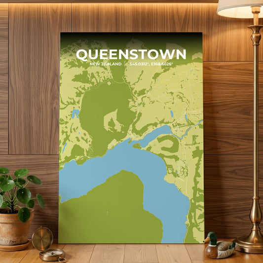 Queenstown Fern Map Poster