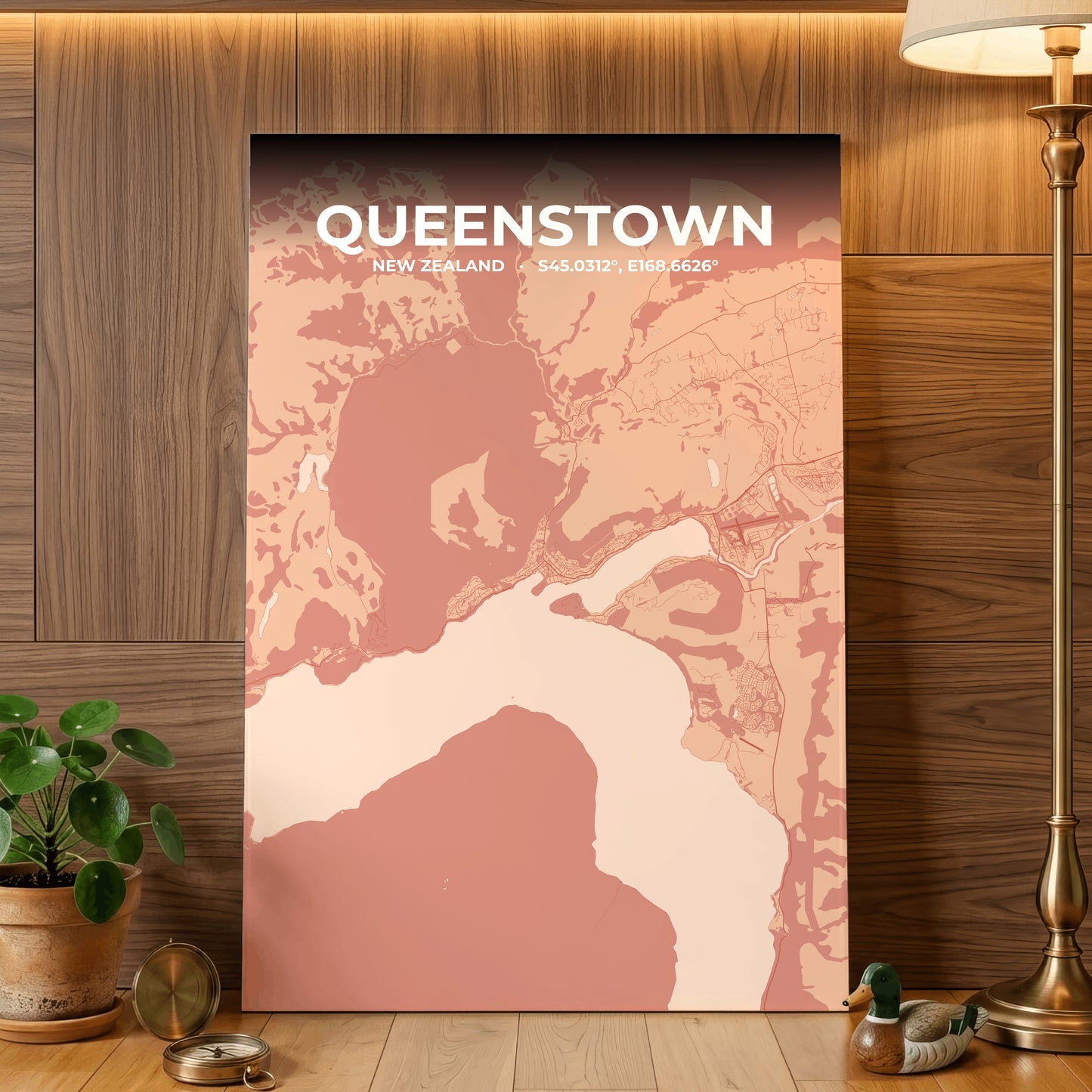 Queenstown Blush Map Poster
